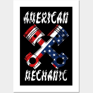 american mechanic t-shirt design Posters and Art